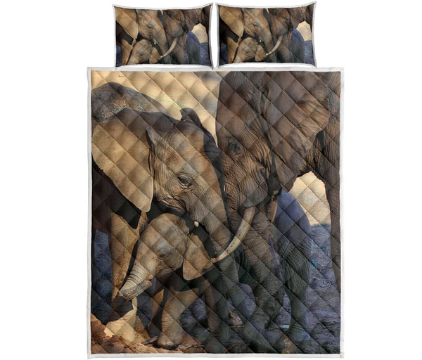 Elephant We Are Family Qbs- Love Quilt Bedding Set