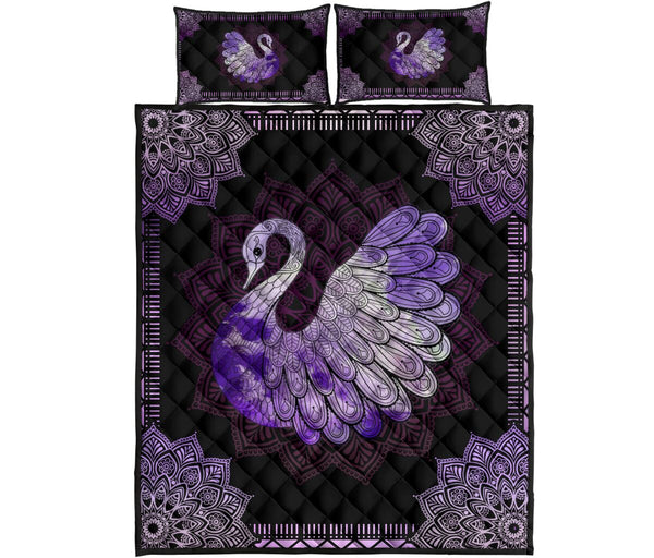 Swan Quilt Bed Set 29 - Love Quilt Bedding Set