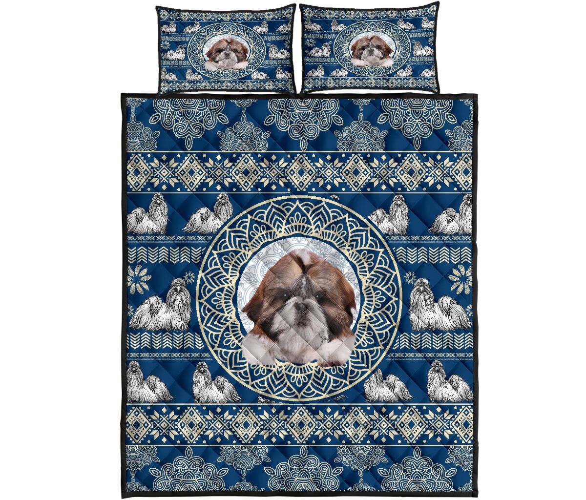 Shih Tzu Mandala Pattern - Bed Set- Love Quilt Bedding Set