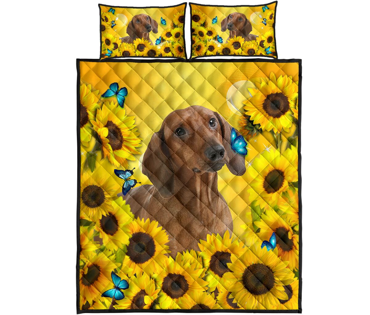 Dachshund Sunflower - Bed Set - Love Quilt Bedding Set