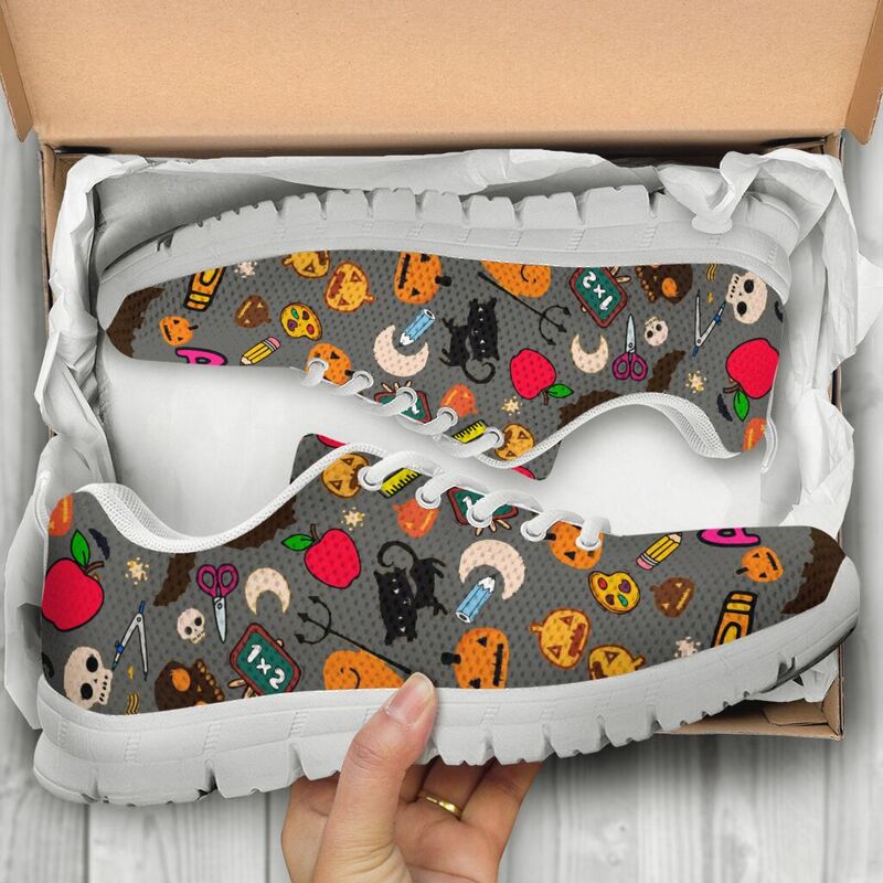 Teacher Halloween Gray Kd Sneakers, Running Shoes, Shoes For Women, Shoes For Men, Custom Sh- Love Sneakers
