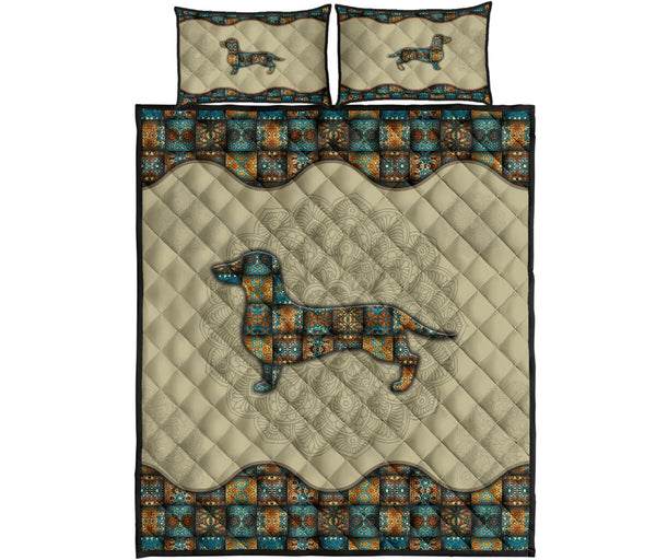 Quilt Bed Set - Mandala - Dachshund 47 - Love Quilt Bedding Set