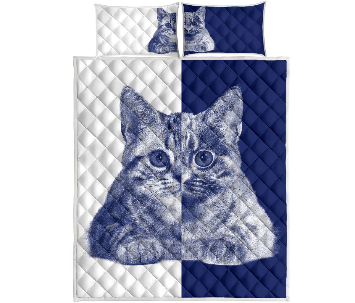 Cat Art Style Quilt Bed Set - Love Quilt Bedding Set