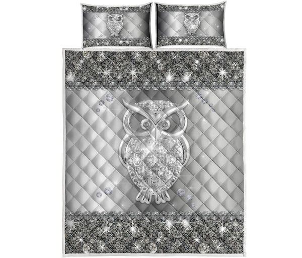 Owl Metal Diamond Light Style Quilt Bed Set - Love Quilt Bedding Set