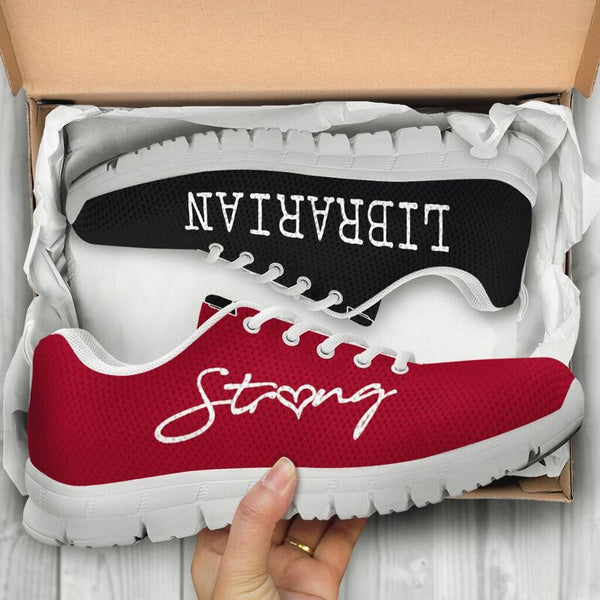 Librarian Strong Red Black Sneakers, Running Shoes, Shoes For Women, Shoes For Men, Custom S- Love Sneakers