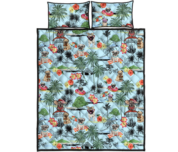 Pug Flower Beach - Bed Set - Love Quilt Bedding Set