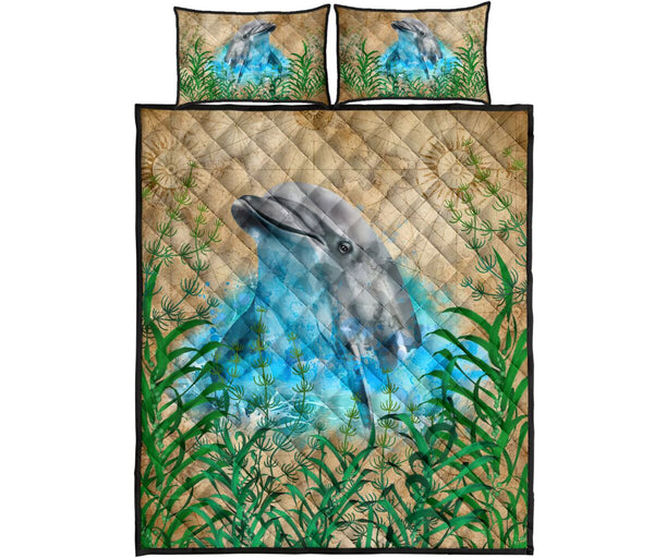 Dolphin Seaweed Paper Old Quilt Bed Set - Love Quilt Bedding Set