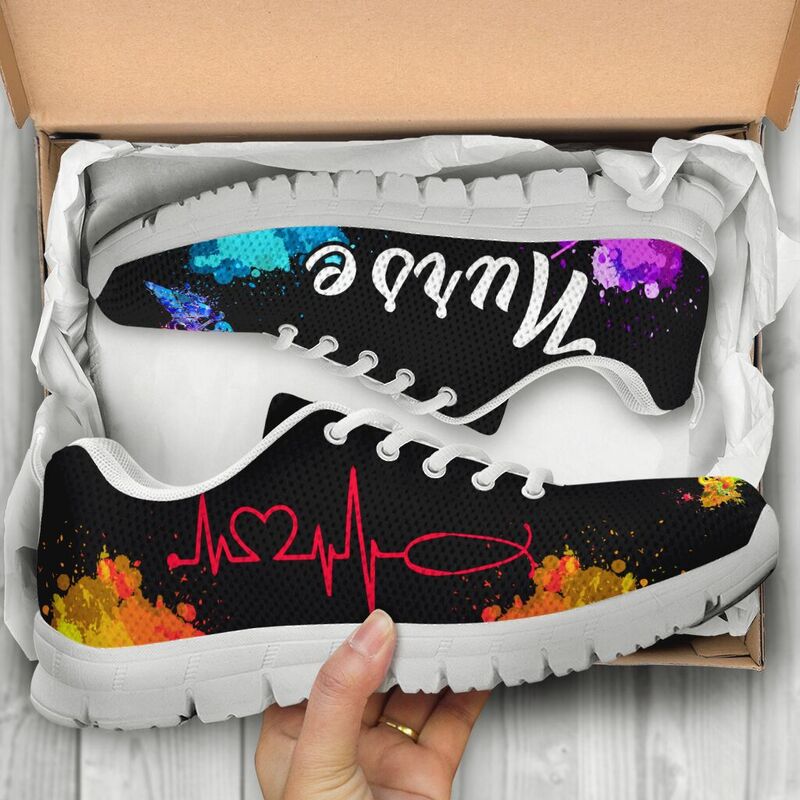 Nurse Heartbeat Watercolors Sneakers, Running Shoes, Shoes For Women, Shoes For Men, Custom - Love Sneakers