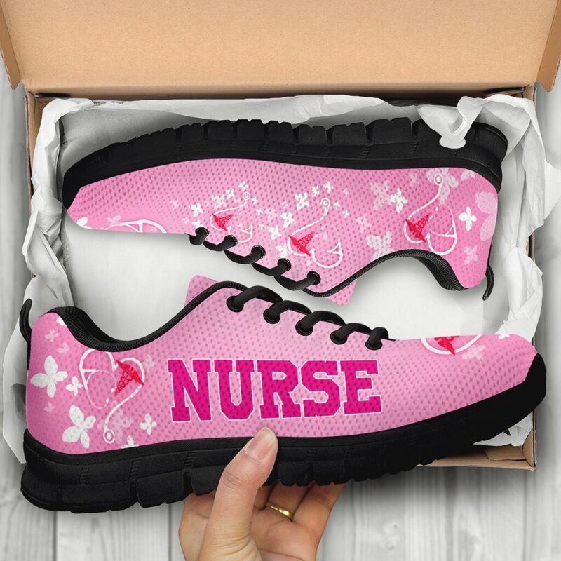 Nurse Bh Pink Shoes Sneakers, Running Shoes, Shoes For Women, Shoes For Men, Custom Shoes, L- Love Sneakers