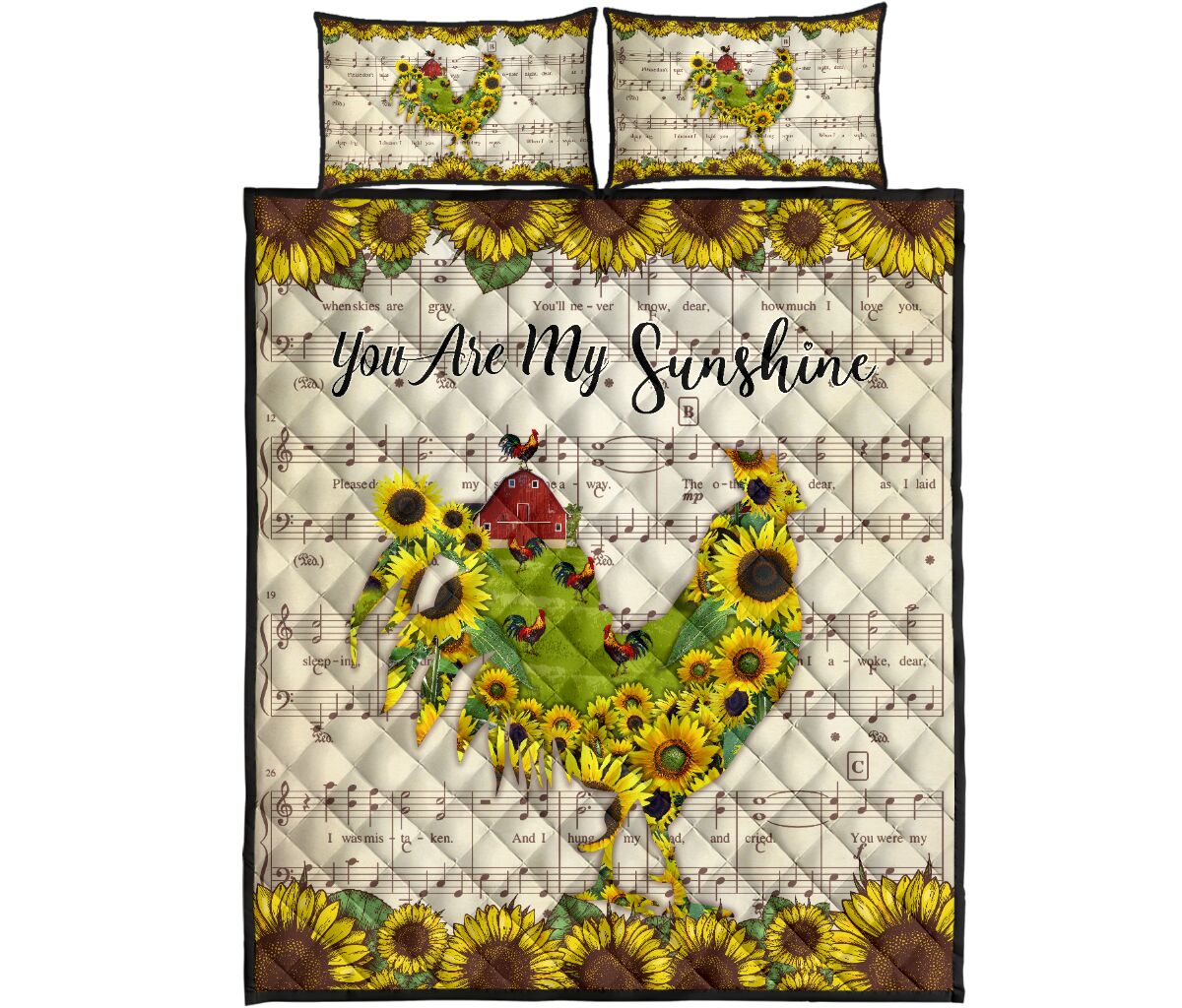 Roosters Are My Sunshine - Quilt Bed Set - Love Quilt Bedding Set