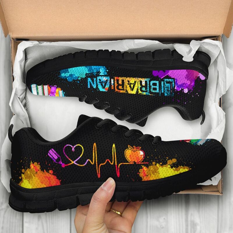 Librarian Art-heartbeat Sneakers, Runni- Love Sneakers