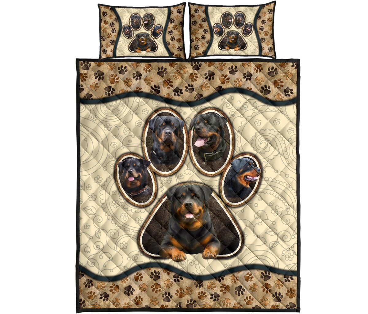 Rottweiler Paw Vintage - Bed Set - Love Quilt Bedding Set
