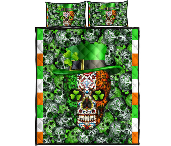 Saint Patricks Day Irish Skull Quilt Bed Set - Love Quilt Bedding Set