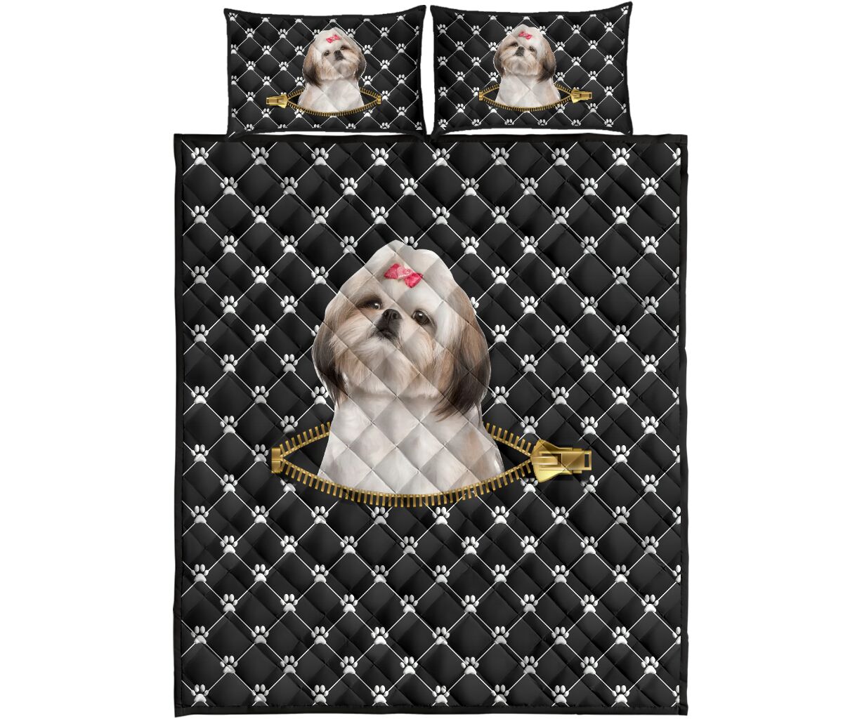 Shih Tzu Zipper - Bed Set - Love Quilt Bedding Set