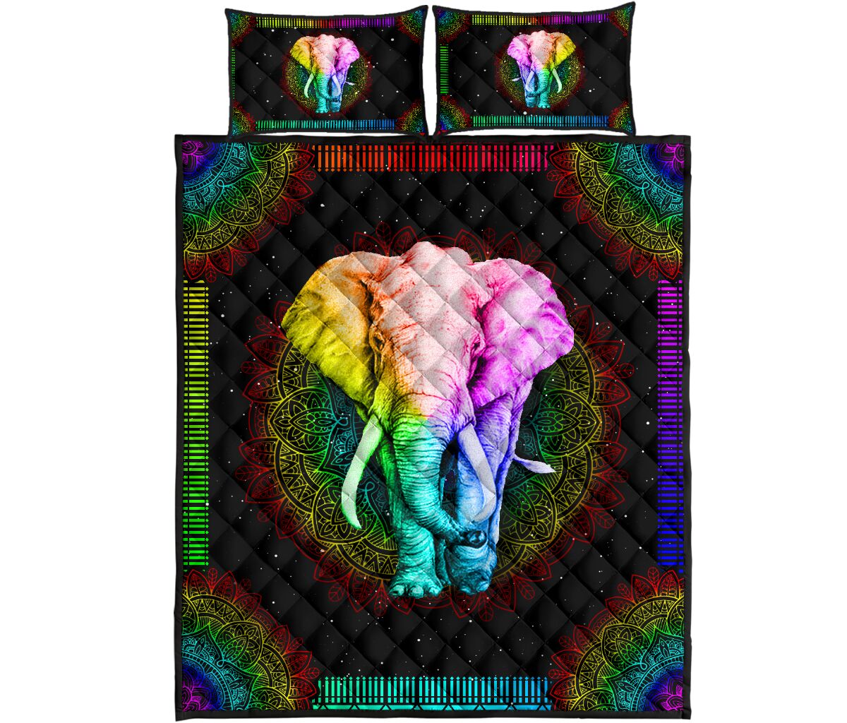 Quilt Bed Set - Colorful - Elephant 71 - Love Quilt Bedding Set