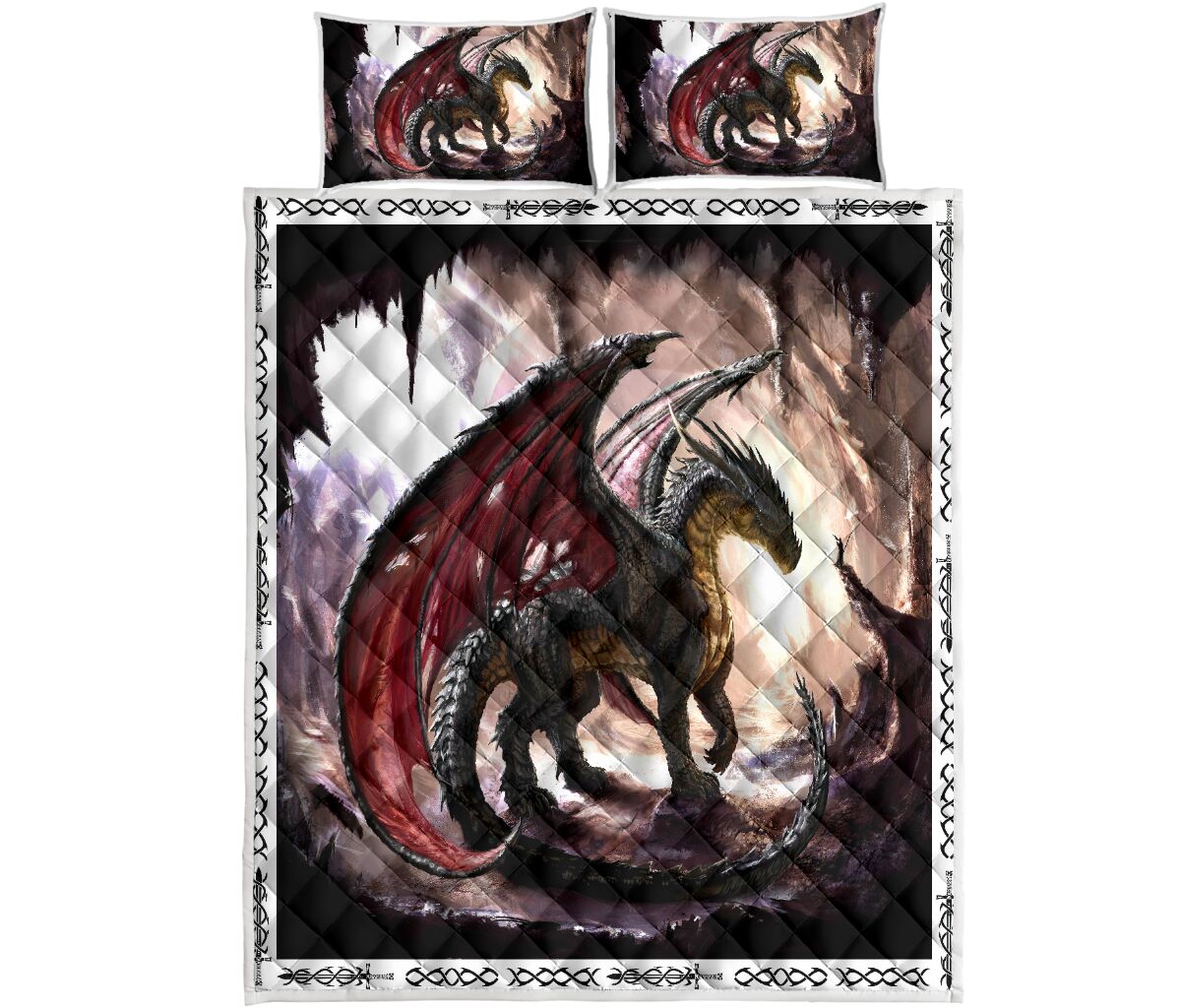 Dragon Art Celtic Quilt Bed Set - Love Quilt Bedding Set