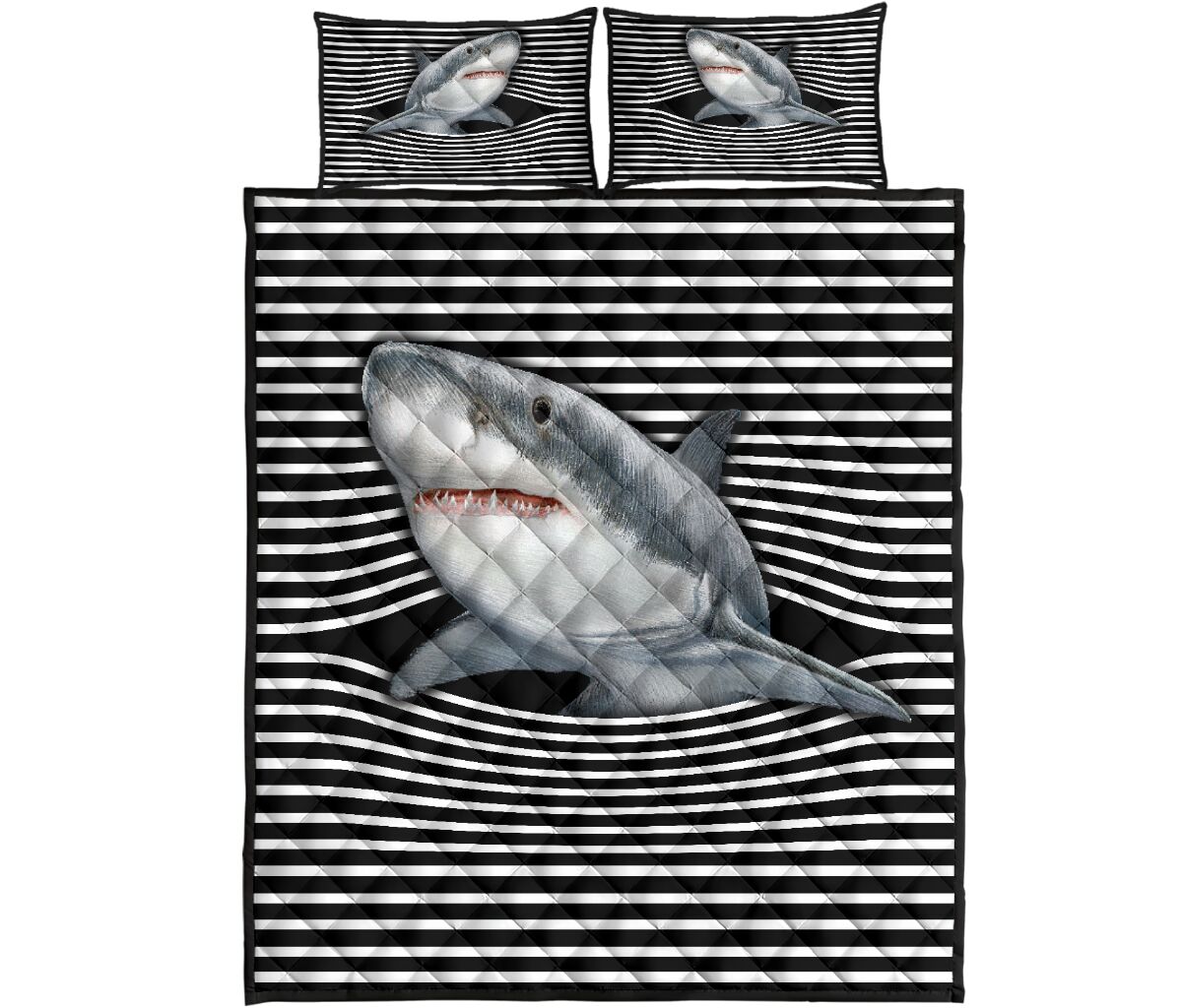 Shark Streaky Style Quilt Bed Set - Love Quilt Bedding Set