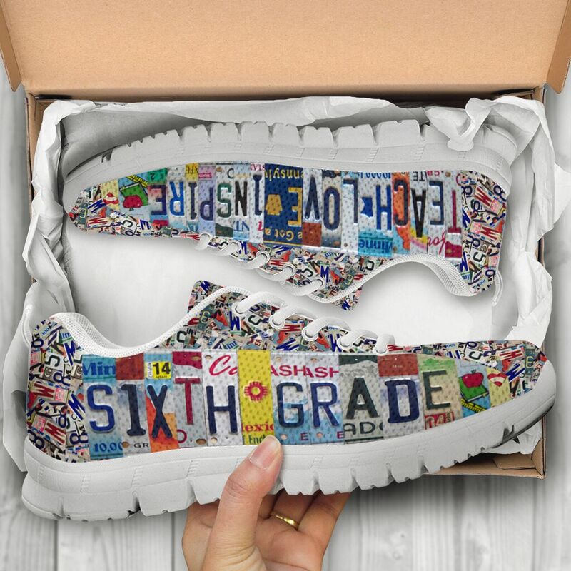 Sixth Grade License Plates Sneakers, Runni- Love Sneakers