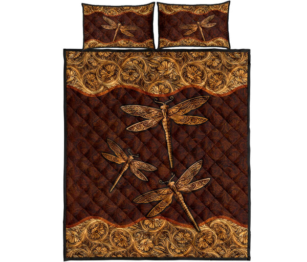 Dragonfly Sculpture Quilt Bed Set - Love Quilt Bedding Set