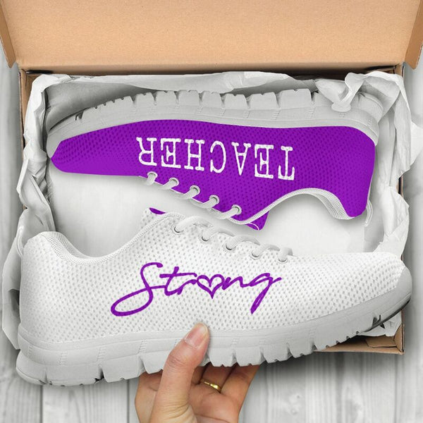 Teacher Strong Purple Sneakers, Running Shoes, Shoes For Women, Shoes For Men, Custom Shoes,- Love Sneakers