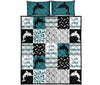 Live Love Dolphins Pattern Quilt Bed Set - Love Quilt Bedding Set