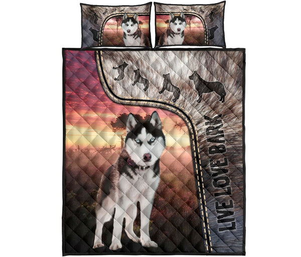 Live Love Bark Husky - Bed Set - Love Quilt Bedding Set