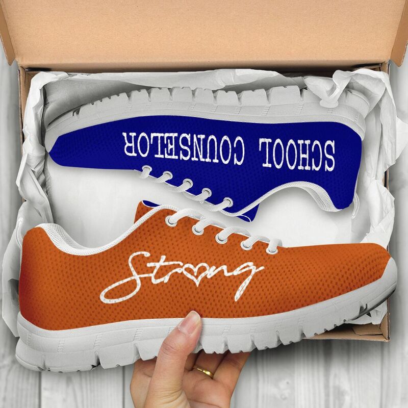 School Counselor Strong  Navy, Burnt Orange Kd Sneakers, Runni- Love Sneakers