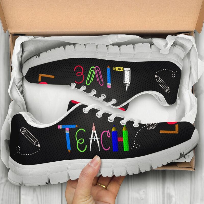 Live Love Teach 2 Sneakers, Running Shoes, Shoes For Women, Shoes For Men, Custom Shoes, L- Love Sneakers