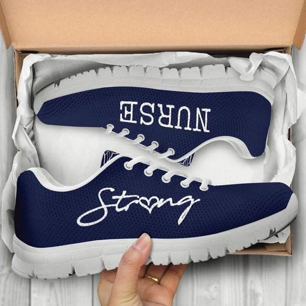 Nurse-strong Navy Blue Sneakers, Running Shoes, Shoes For Women, Shoes For Men, Custom Shoes- Love Sneakers