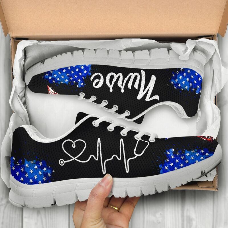 Nurse Art Shoes (american Flag) Sneakers, Running Shoes, Shoes For Women, Shoes For Men, Cu- Love Sneakers