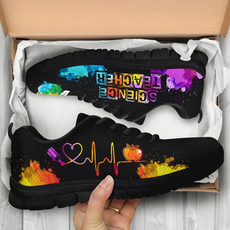Science Teacher  Art-heartbeat Sneakers, Runni- Love Sneakers