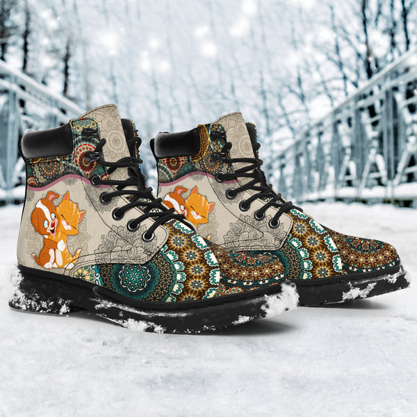 Kittens And Doggie - Vintage Mandala Asboot Sky Kd - Love All Season Boots