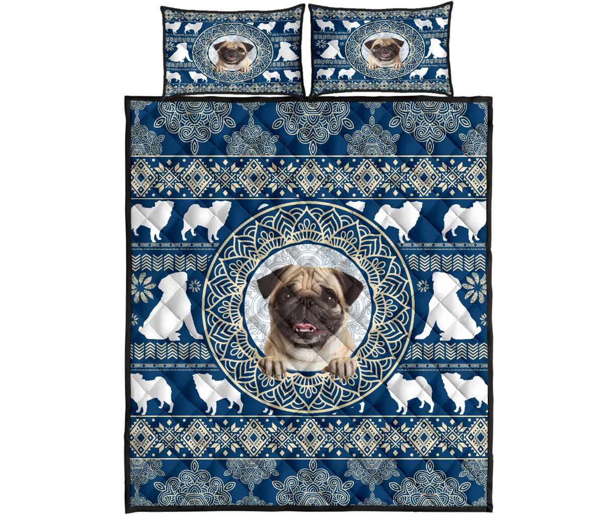 Pug Mandala Pattern - Bed Set - Love Quilt Bedding Set