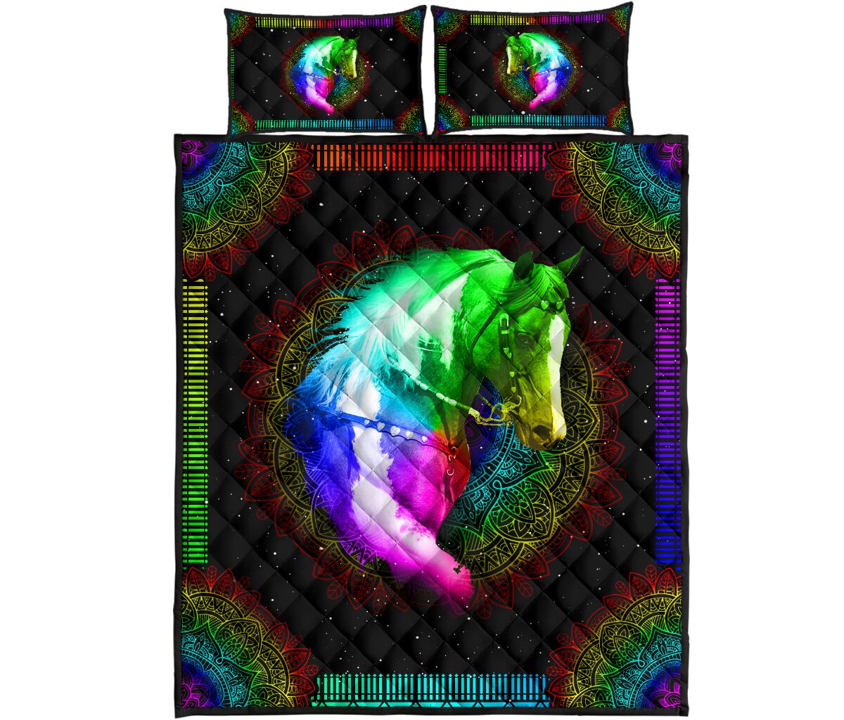 Quilt Bed Set - Colorful - Horse 73 - Love Quilt Bedding Set