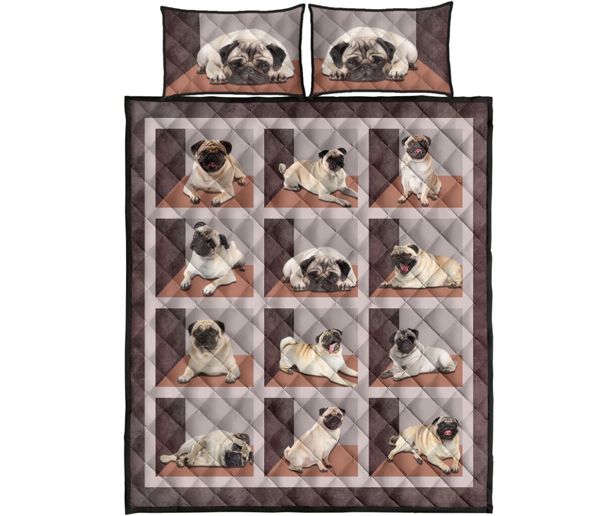 Pug Square Cute - Bed Set- Love Quilt Bedding Set