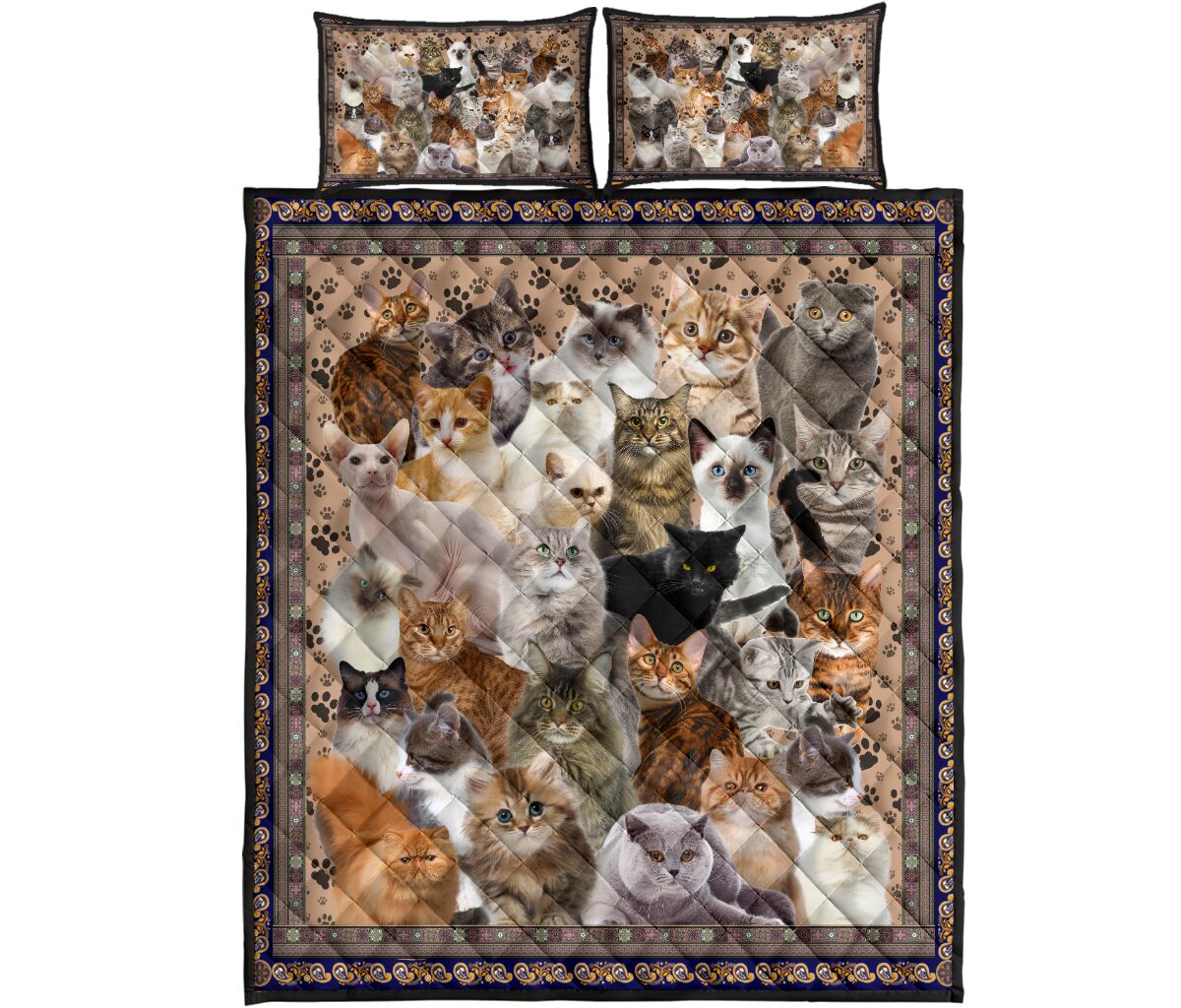 Cat Quilt Bed Set 85 - Love Quilt Bedding Set