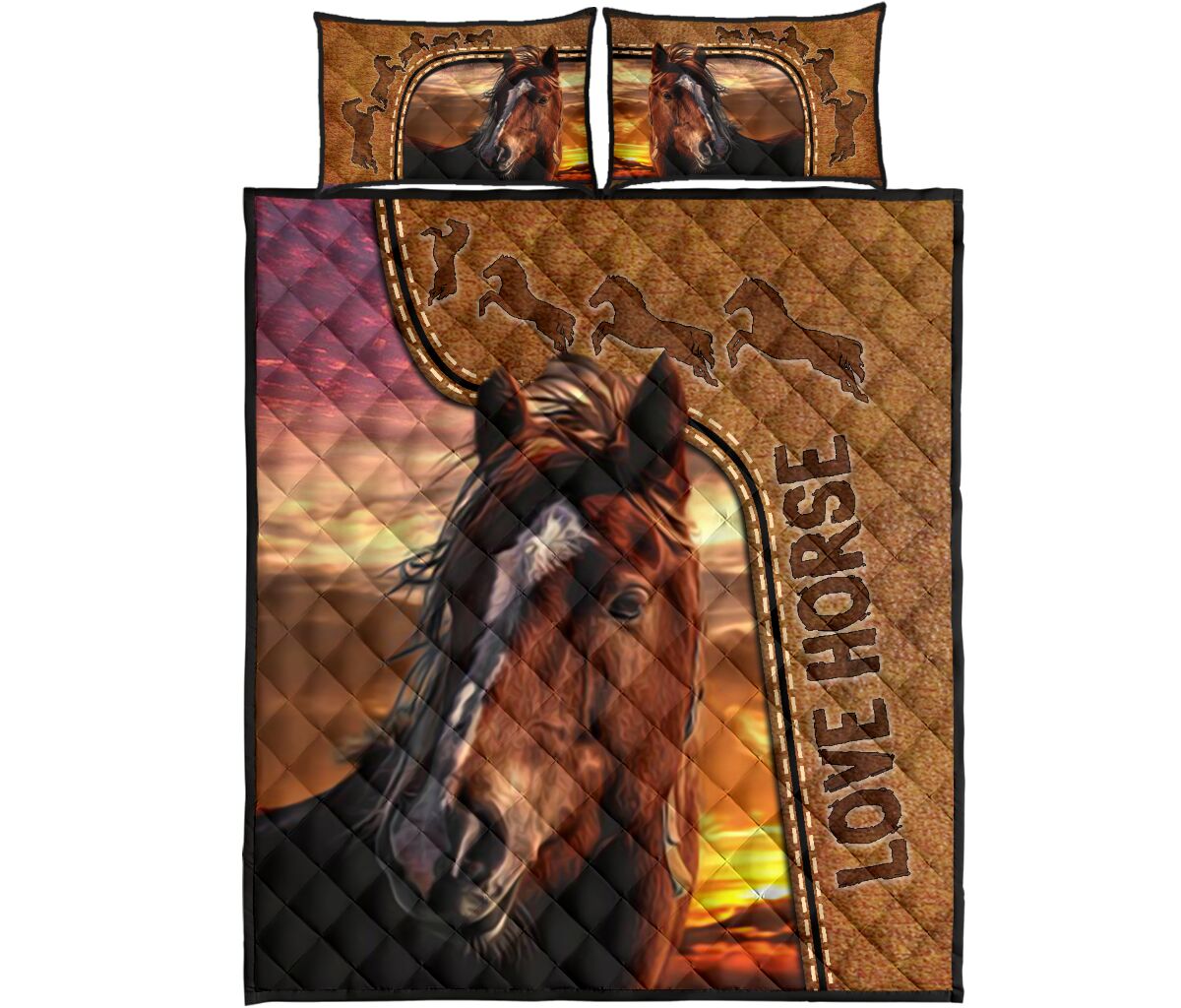 Love Horse - Bed Set - Love Quilt Bedding Set