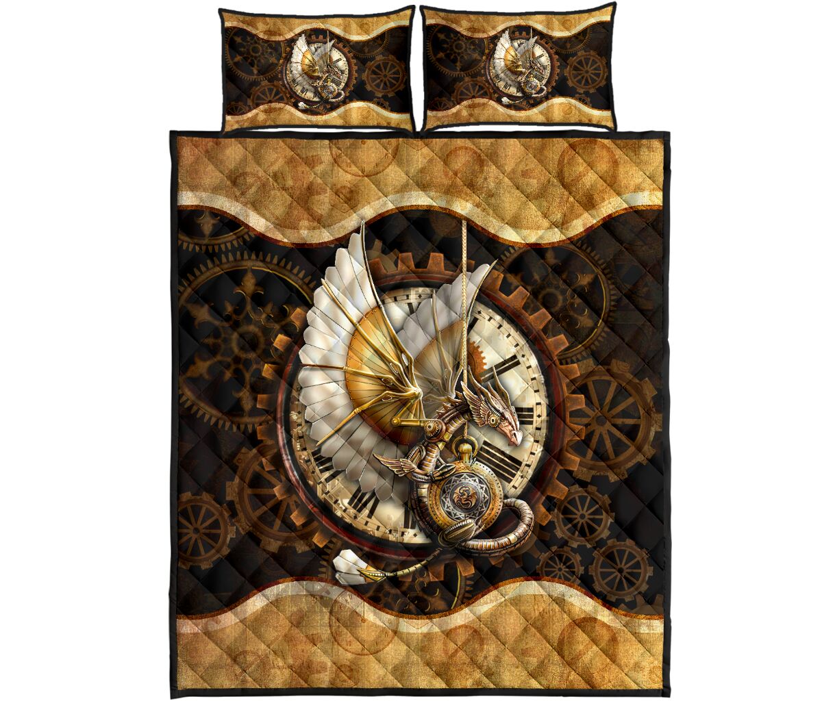 Dragon Steampunk Quilt Bed Set - Love Quilt Bedding Set