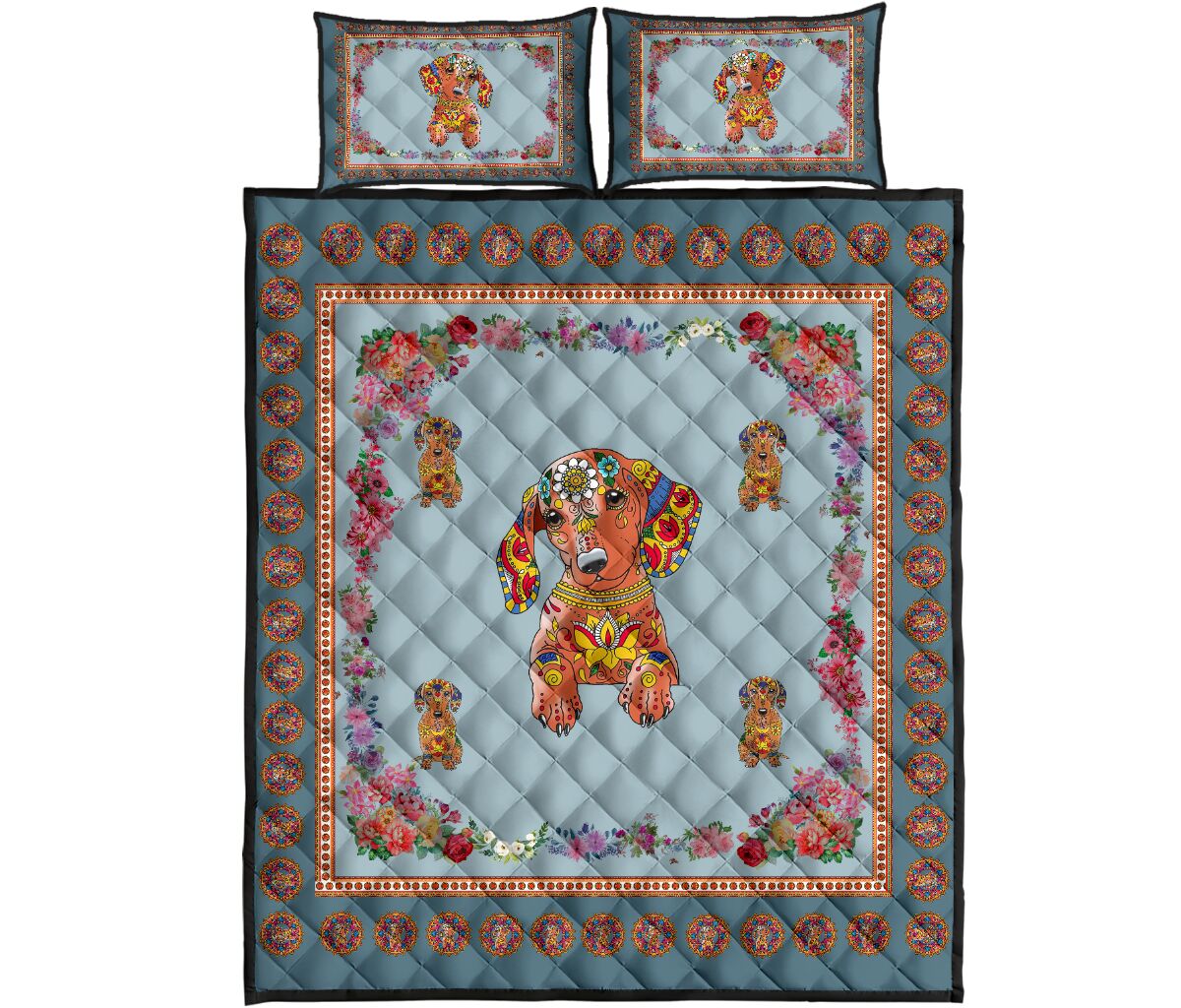 Dachshund Flower - Bed Set- Love Quilt Bedding Set