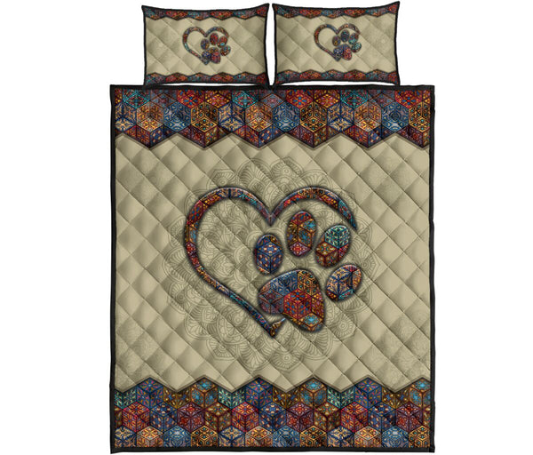 Quilt Bed Set - Mandala - Paw Heart 87 - Love Quilt Bedding Set