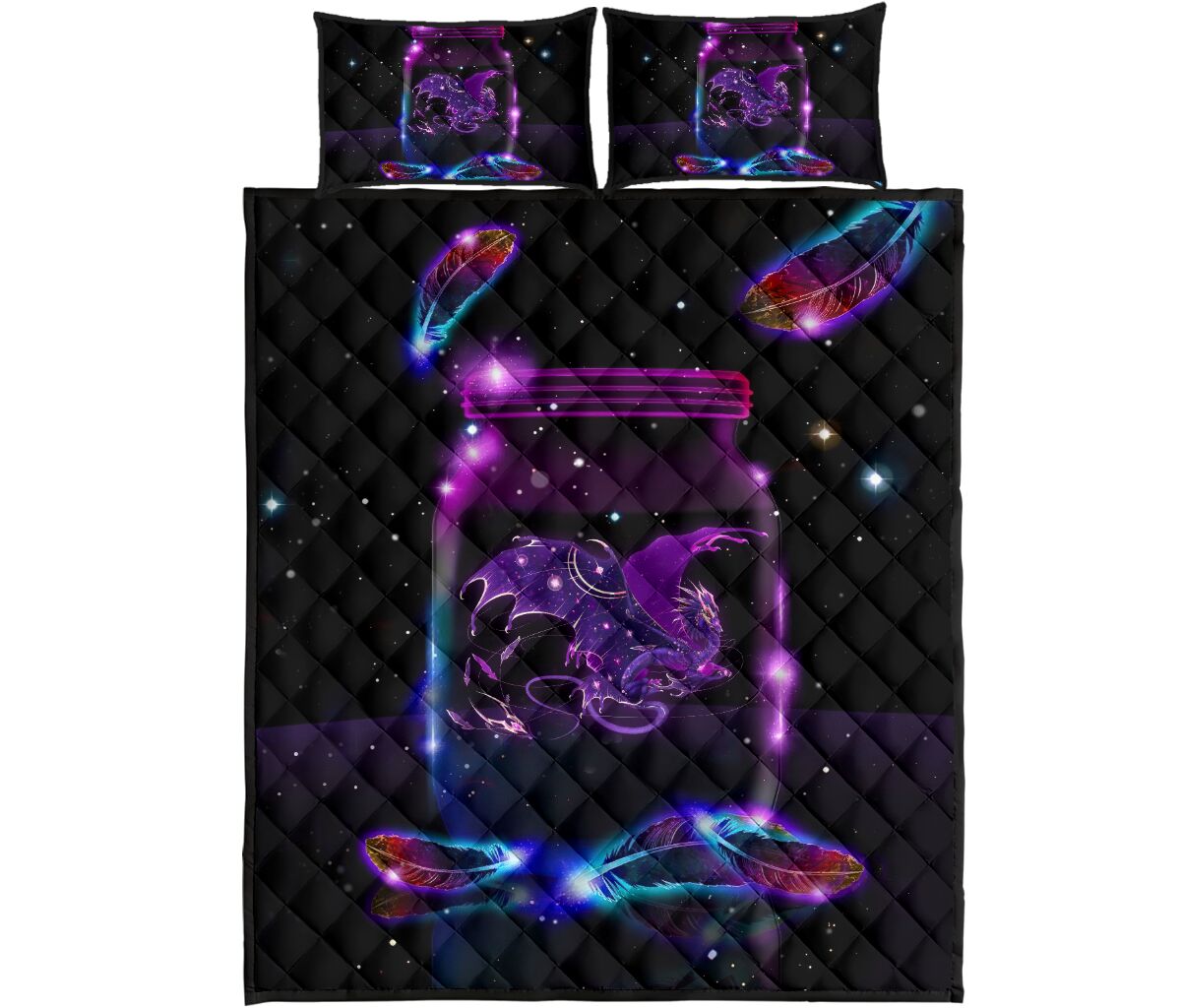 Dragon Neon Quilt Bed Set - Love Quilt Bedding Set