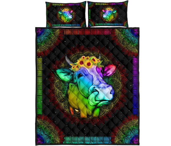 Quilt Bed Set - Cow - Rainbow 78 - Love Quilt Bedding Set