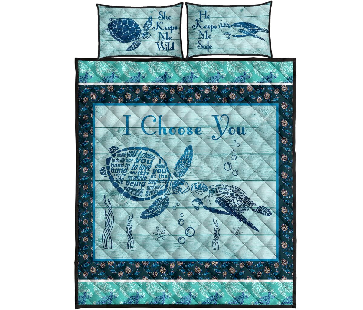 Turte Quote Style Quilt Bed Set- Love Quilt Bedding Set