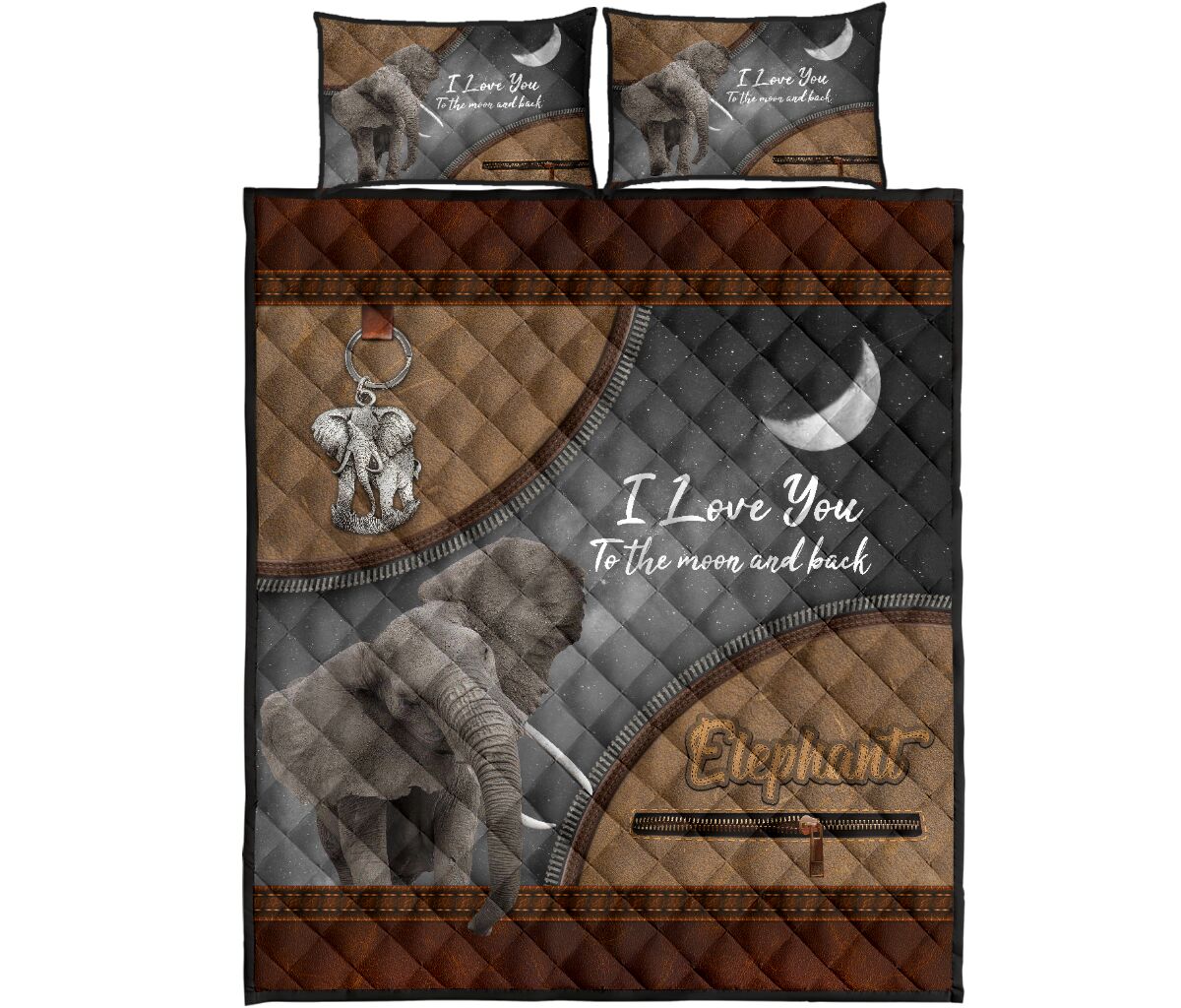 Elephant Leather Quilt Bed Set - Love Quilt Bedding Set