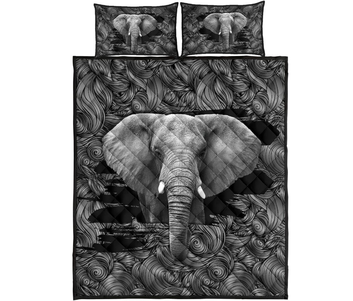 Elephant Scratch Style Quilt Bed Set - Love Quilt Bedding Set