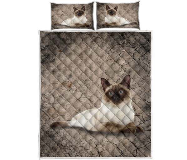 Siamese Cat Dry Soil Cracking 3d - Love Quilt Bedding Set