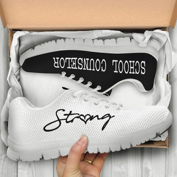 School Counselor Strong- Black White Sneakers, Runni- Love Sneakers