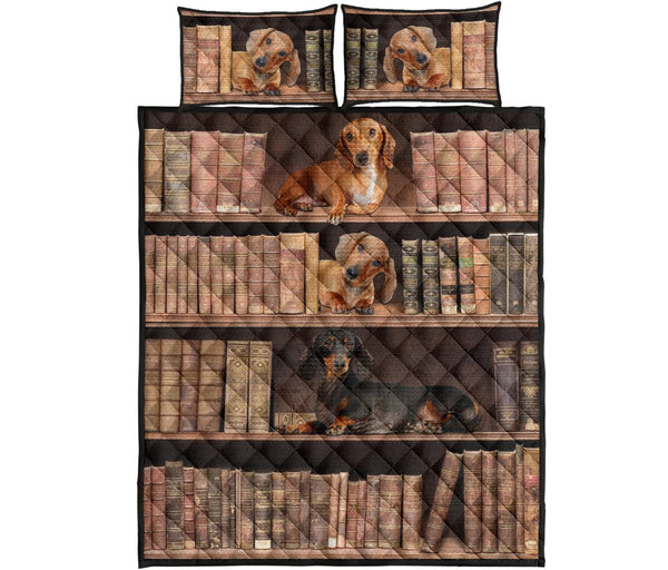 Dachshund Bookshelf - Bed Set - Love Quilt Bedding Set