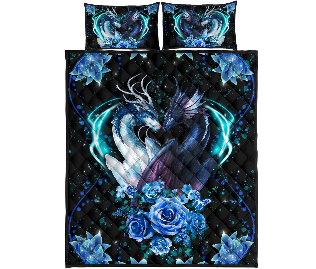 Dragon Flower Quilt Bed Set - Love Quilt Bedding Set