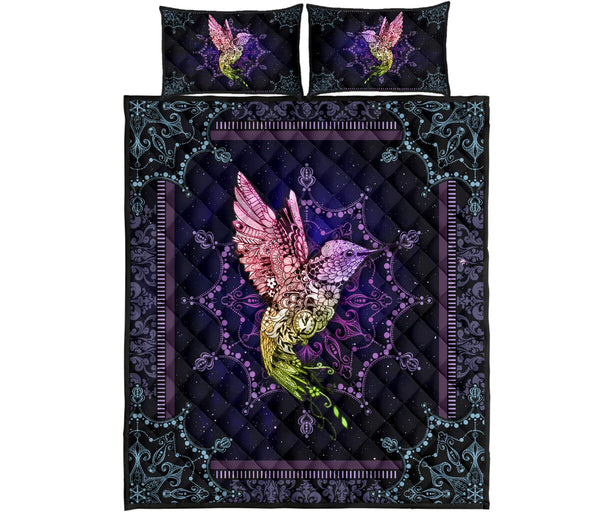 Hummingbird Animal Mandala Quilt Bed Set - Love Quilt Bedding Set